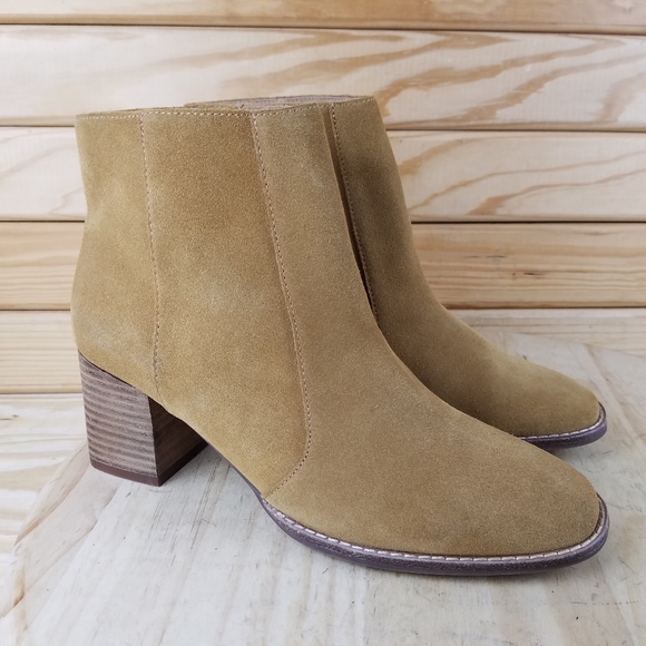 Madewell Shoes - NEW Madewell Bryce Ankle Boots Women's Size 8 M Tan Suede Zip Block Heel M4674